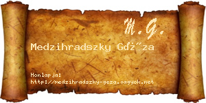 Medzihradszky Géza névjegykártya